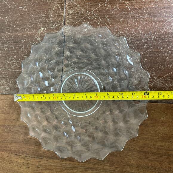 Fostoria American Crystal Clear Glass Cubist 12 Inch Cake Plate Serving Platter - Picture 6 of 6